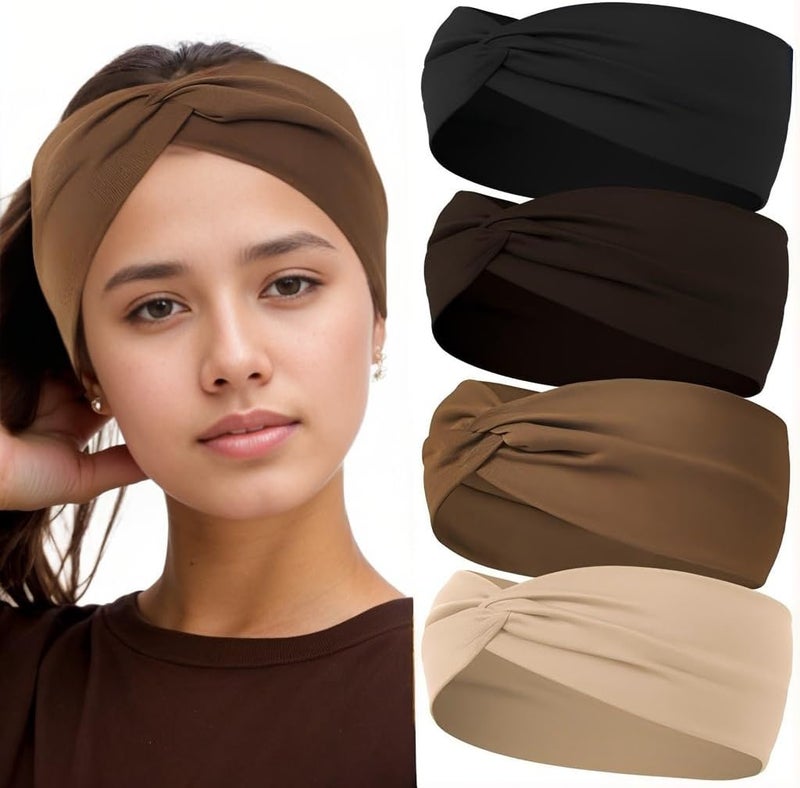 Luuao 12 Pcs Stretchy Sport Headbands for Women,Absorbed Sport Headband Soft Twist Knotted Headbands for Yoga, Workout Daily Life - Image 1